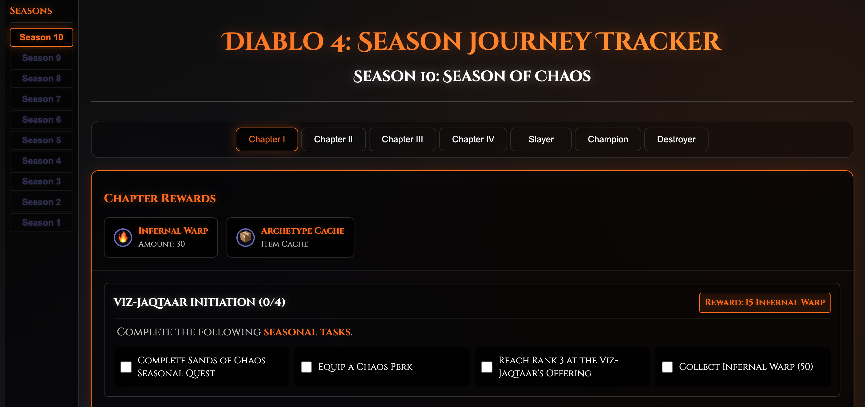 Diablo 4: Season Journey Tracker